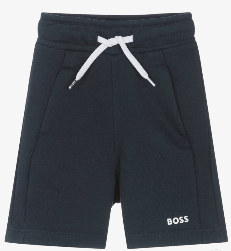 HUGO BOSS Boys Navy Blue Cotton Jersey Shorts