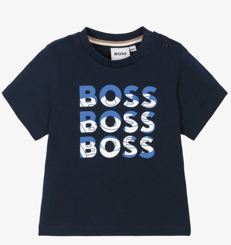 HUGO BOSS Baby Boys Navy Blue Cotton T-Shirt