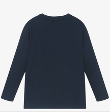 Load image into Gallery viewer, HUGO BOSS Boys Navy Blue Cotton Top with Faded Logo
