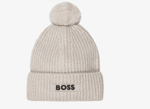 Load image into Gallery viewer, BOSS Boys Beige Knitted Bobble Hat
