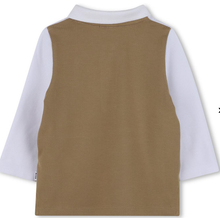 Load image into Gallery viewer, BOSS Boys White &amp; Brown Piqué Long-Sleeved Polo Shirt
