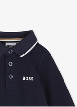 Load image into Gallery viewer, BOSS logo-print long-sleeve polo shirt
