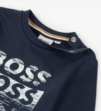 Load image into Gallery viewer, HUGO BOSS Boys Navy Blue Cotton Logo Top
