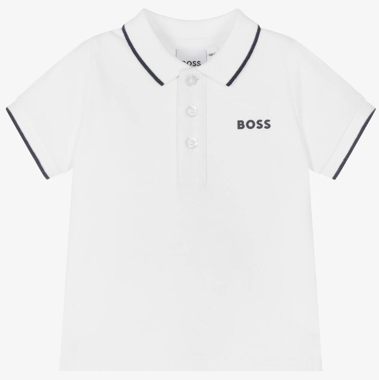 HUGO BOSS Boys White Cotton Polo Shirt