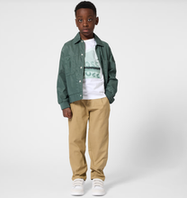 Load image into Gallery viewer, BOSS Boys White Cotton T-Shirt with Green Logo Print
