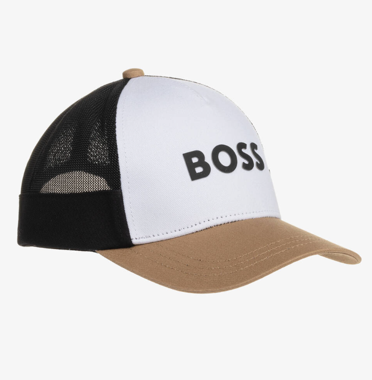 HUGO BOSS Boys Black & White Cotton Mesh Cap