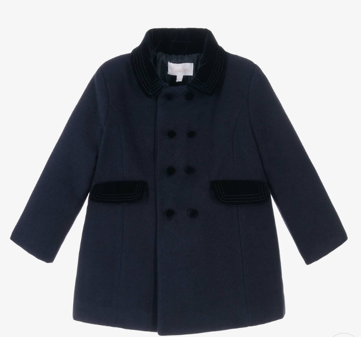 PATACHOU Boys Navy Blue Felted Coat