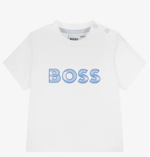 Load image into Gallery viewer, HUGO BOSS Baby Boys White &amp; Blue Logo Cotton T-Shirt
