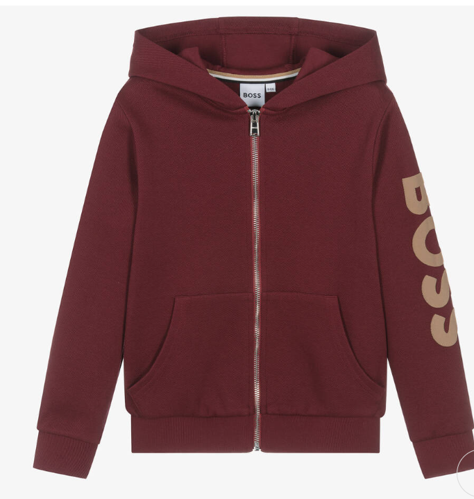 HUGO BOSS Boys Burgundy Red Cotton Tracksuit