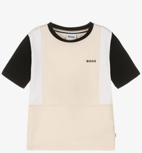 Load image into Gallery viewer, HUGO BOSS Boys Ivory Colourblock Cotton T-Shirt

