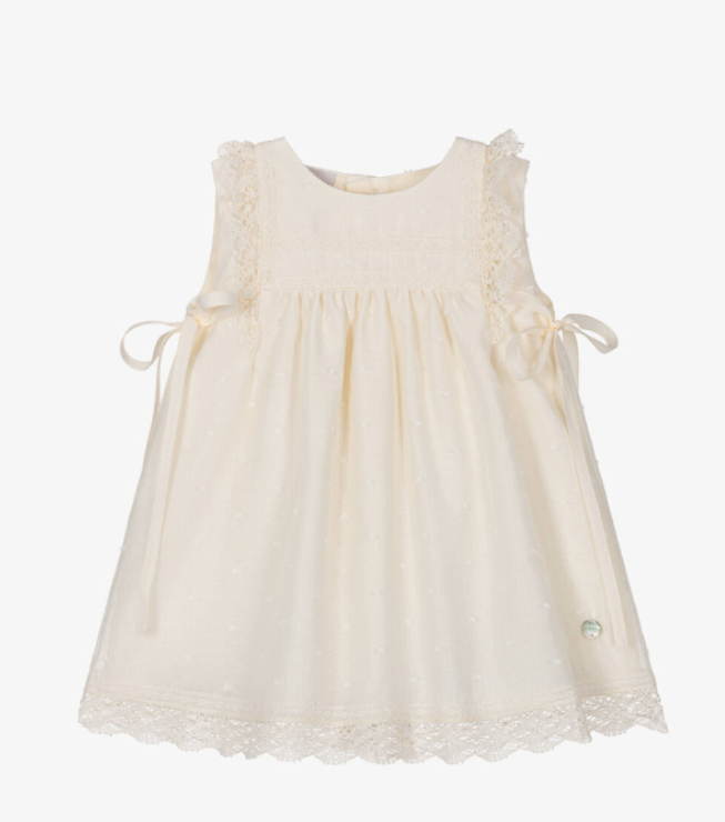 PAZ RODRIGUEZ Baby Girls Ivory Cotton Dress