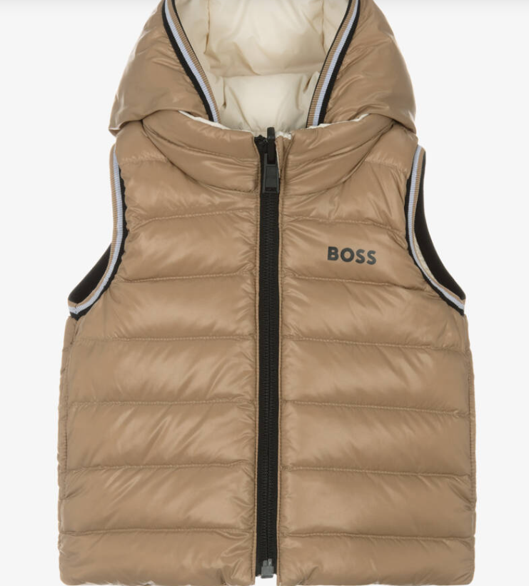 HUGO BOSS Baby Boys Beige Down Padded Reversible Gilet