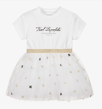 Load image into Gallery viewer, KARL LAGERFELD Baby Girls White Cotton Jersey &amp; Tulle Dress
