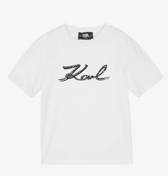 KARL LAGERFELD Girls White Organic Cotton T-Shirt