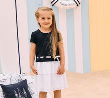 Load image into Gallery viewer, PATACHOU Navy Blue dress with embroidered skirt
