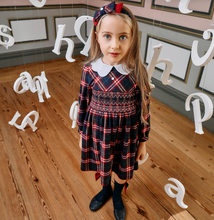 Load image into Gallery viewer, PATACHOU Girls Navy Blue Socks with Red Tartan Bows
