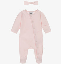 Load image into Gallery viewer, HUGO BOSS Girls Pink Ginkgo Leaf Babysuit Set
