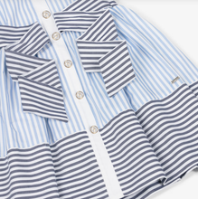 Load image into Gallery viewer, PATACHOU Girls White &amp; Blue Contrasting Stripe Cotton Dress
