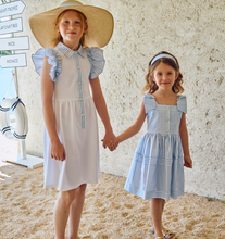 Load image into Gallery viewer, PATACHOU Girls Blue &amp; White Stripe Cotton Poplin Dress
