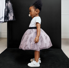 Load image into Gallery viewer, KARL LAGERFELD Girls White Jersey &amp; Pink Tulle Choupette Skirt Set
