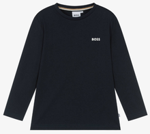 Load image into Gallery viewer, hUGO BOSS Boys Blue Cotton Logo Top
