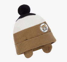 Load image into Gallery viewer, HUGO BOSS Boys Beige Striped Knit Pom-Pom Hat
