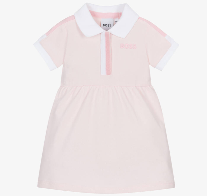 HUGO BOSS Girls Pink Cotton Polo Shirt Dress