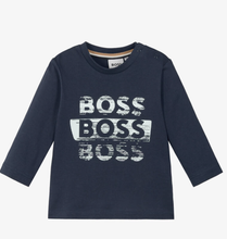 Load image into Gallery viewer, HUGO BOSS Boys Navy Blue Cotton Logo Top
