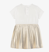 Load image into Gallery viewer, MICHAEL KORS KIDS Baby Girls Ivory &amp; Gold Pleated Dress

