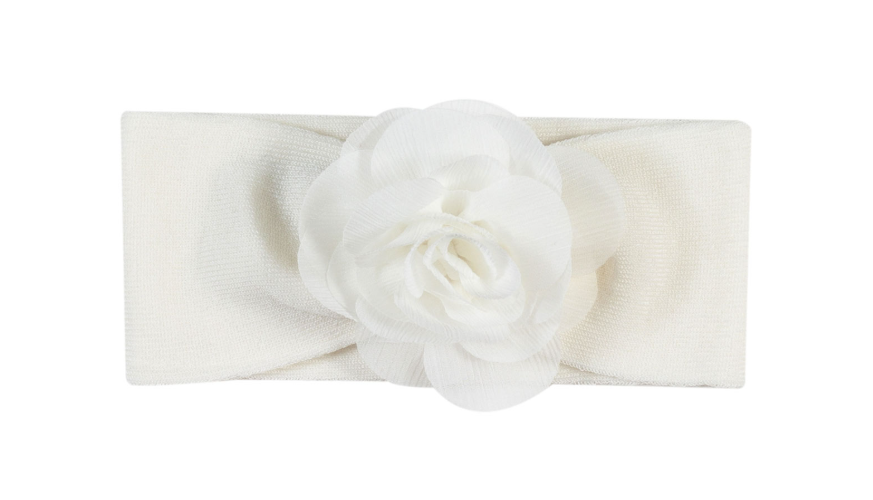 STORY LORIS Milky White Hairband With Flower For Baby Girls