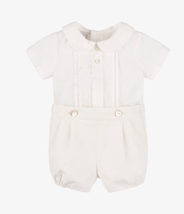 PAZ RODRIGUEZ Baby Boys Ivory Cotton Buster Suit