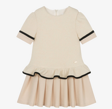 Load image into Gallery viewer, PATACHOU Girls Ivory Ribbed Knit &amp; Crêpe Jersey Dress
