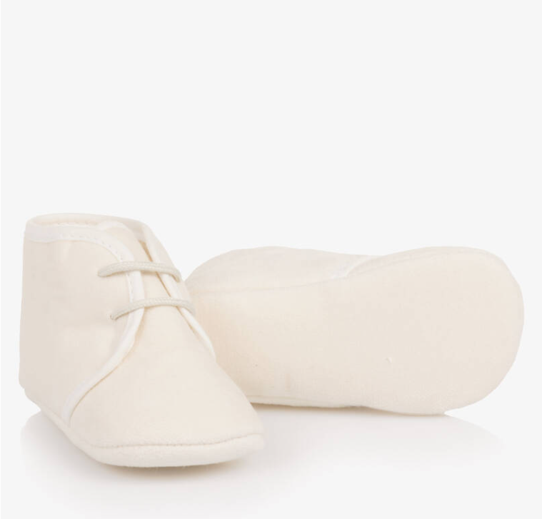 PAZ RODRIGUEZ Ivory Cotton Lace-Up Pre-Walkers