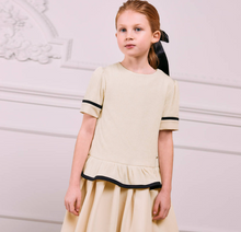 Load image into Gallery viewer, PATACHOU Girls Ivory Ribbed Knit &amp; Crêpe Jersey Dress
