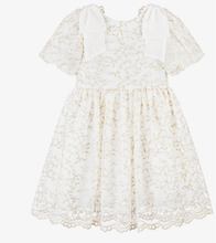 Load image into Gallery viewer, PATACHOU Girls Ivory &amp; Gold Embroidered Tulle Dress
