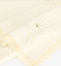 Load image into Gallery viewer, PAZ RODRIGUEZ Ivory Wool Baby Shawl with Lace Trim (100cm)
