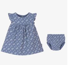 Load image into Gallery viewer, HUGO BOSS Baby Girls Blue Monogram Cotton Dress
