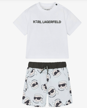 Load image into Gallery viewer, KARL LAGERFELD Boys White Cotton T-Shirt &amp; Blue Swim Shorts Set
