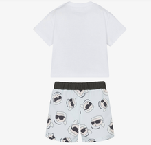 Load image into Gallery viewer, KARL LAGERFELD Boys White Cotton T-Shirt &amp; Blue Swim Shorts Set
