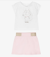 Load image into Gallery viewer, KARL LAGERFELD Baby Girls White &amp; Pink Jersey Choupette Top &amp; Skirt Set
