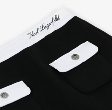 Load image into Gallery viewer, KARL LAGERFELD Girls Black Double Jersey Skirt with Contrast White Trim
