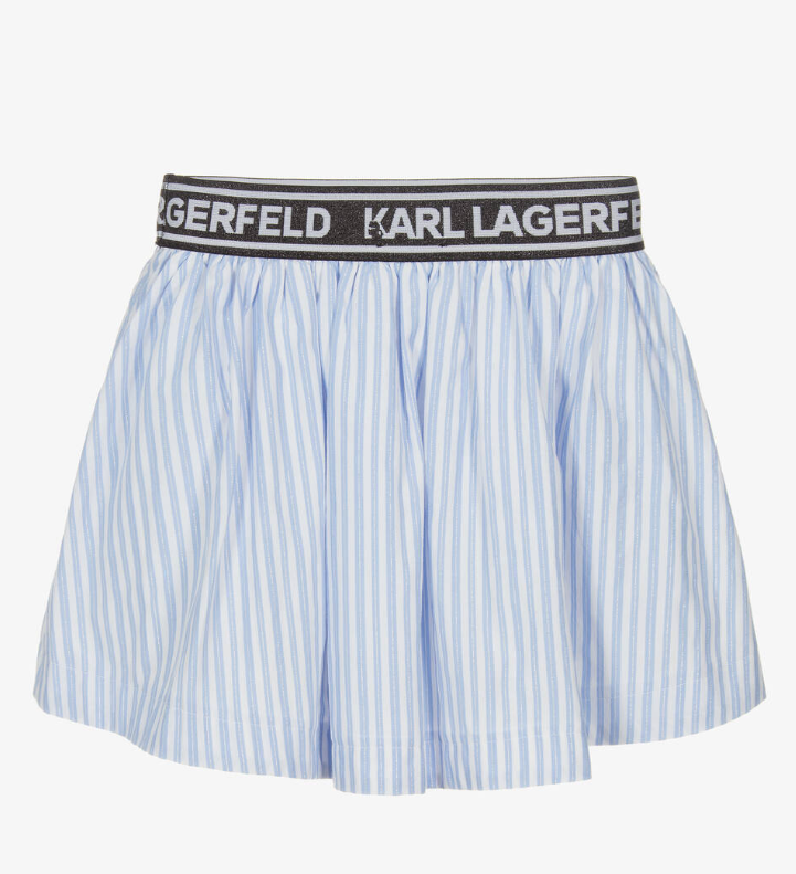 KARL LAGERFELD KIDS Girls Blue & White Striped Cotton Skirt