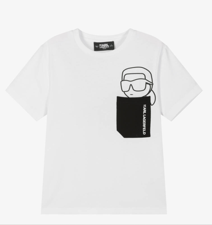 KARL LAGERFELD Boys White Cotton Karl Ikonik T-Shirt