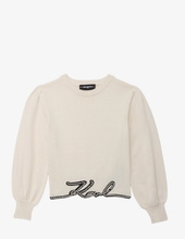 Load image into Gallery viewer, KARL LAGERFELD bead-embellished puff-sleeve sweater
