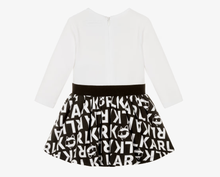 Load image into Gallery viewer, KARL LAGERFELD Girls Black &amp; White Cotton Dress with Logo Print

