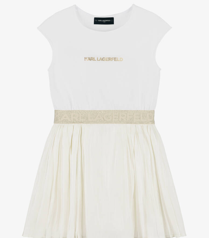 KARL LAGERFELD KIDS Girls White & Ivory Voile Dress