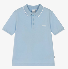 Load image into Gallery viewer, HUGO BOSS Boys Pale Blue Cotton Polo Shirt
