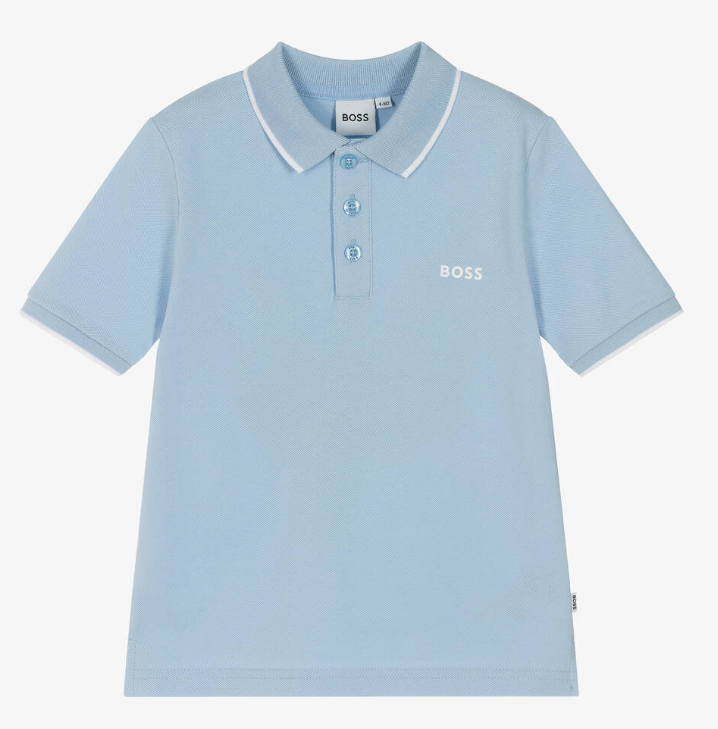 HUGO BOSS Boys Pale Blue Cotton Polo Shirt