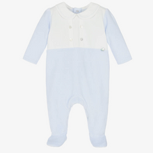 Load image into Gallery viewer, PAZ RODRIGUEZ Boys Blue Velour Babygrow
