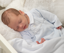 Load image into Gallery viewer, PATACHOU Light Blue velour babygrow
